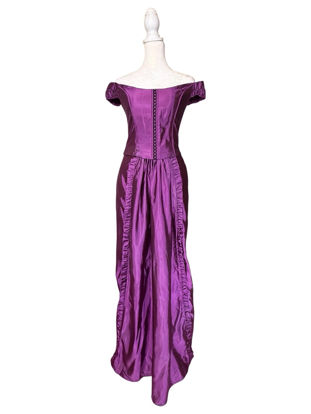 Vintage Jessica McClintock millennium 2000 purple satin like 2 piece formal sz 3
